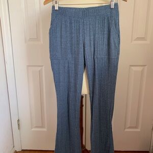 Cuddl Duds Coronet Blue Ribbed Collared Button-Up Top & Pants Set XS Women